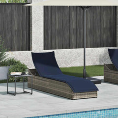 Folding Sun Lounger Grey PE rattan Standard Foldable