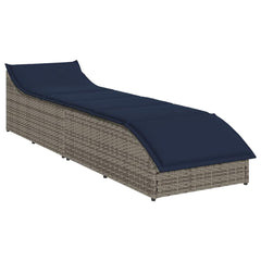Folding Sun Lounger Grey PE rattan Standard Foldable