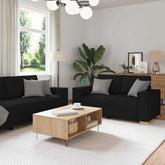 Sofa 3 pcs Black 86.61 x 31.50 x 33.07 in Linen-blend Fabric
