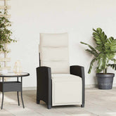 Reclining Garden Chair Black PE rattan, powder-coated steel Medium