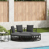 Outdoor Lounge Bed Black Poly Rattan Large Modular