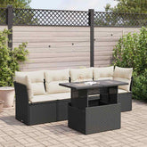 Garden Sofa Set Black PE Rattan 5 Piece Set Height-Adjustable