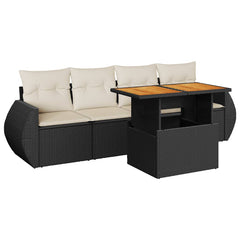 Garden Sofa Set Black PE rattan Large Adjustable Armrests