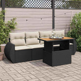 Garden Sofa Set Black PE rattan Large Adjustable Armrests