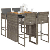 Garden Bar Set Grey PE rattan 5 Piece UV-resistant materials