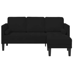 Sofa Set with Cushion Black Polyester