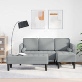 Sofa Set with Cushion 2 pcs Light Grey Polyester