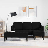 Sofa Set with Cushion 2 pcs Black Polyester