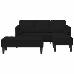 Sofa Set with Cushion 2 pcs Black Polyester