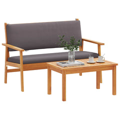 Garden Sofa Set with Cushion 2 pcs Anthracite Solid Acacia Wood