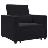 Pull out Sofa Bed Single with Wheels Black Velvet