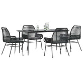 Garden Dining Set Black and Dark Grey