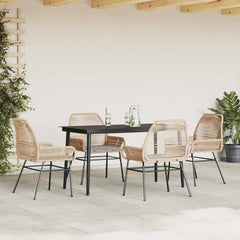 Garden Dining Set Brown Poly Rattan Medium Removable Covers