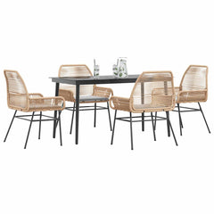 Garden Dining Set Brown Poly Rattan Medium Removable Covers