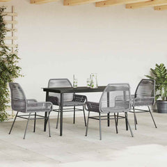 Garden Dining Set Grey PE rattan 5 Piece Set