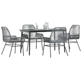 Garden Dining Set Grey PE rattan 5 Piece Set