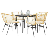 Garden Dining Set Brown, Black, Cream White
