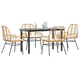 Garden Dining Set Brown, Black, Cream White