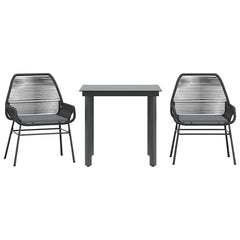 Garden Dining Set Black and Dark Grey Cushions