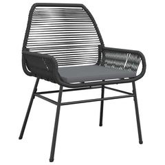 Garden Dining Set Black and Dark Grey Cushions