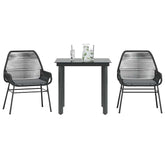 Garden Dining Set Black and Dark Grey Cushions