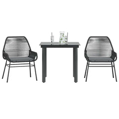 Garden Dining Set Black and Dark Grey Cushions