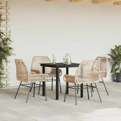 Garden Dining Set Brown table and chairs, Light grey cushions