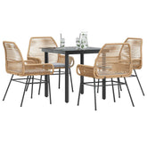 Garden Dining Set Brown table and chairs, Light grey cushions