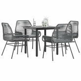 Garden Dining Set Grey Poly Rattan 4-seater Removable Covers