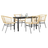 Garden Dining Set Brown PE Rattan 5 Piece Set