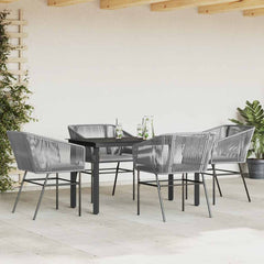 Garden Dining Set Table: Black, Chair: Grey, Cushion: Light Grey