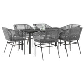 Garden Dining Set Grey, Light Grey, Black