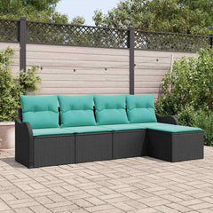 Garden Sofa Set 5 pcs Black Poly Rattan