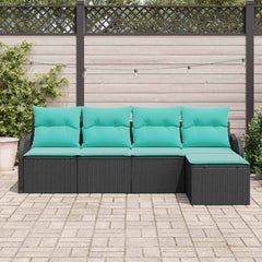 Garden Sofa Set 5 pcs Black Poly Rattan