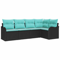 Garden Sofa Set Black Poly Rattan