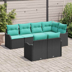 Garden Sofa Set Black Poly Rattan