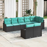 Garden Sofa Set Black Poly Rattan