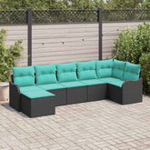 Garden Sofa Set with Cushion 7 pcs Black Poly rattan