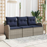 Garden Sofa Set Grey Poly Rattan