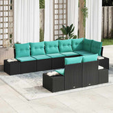 Garden Sofa Set with Cushion 8 pcs Black Poly Rattan