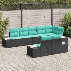 Garden Sofa Set with Cushion 8 pcs Black Poly Rattan