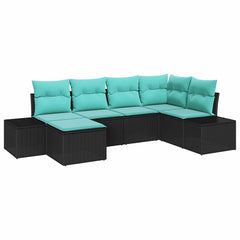 Garden Sofa Set with Cushion 6 pcs Black Poly Rattan