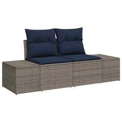 Garden Sofa Set with Cushion 9 pcs Grey Poly Rattan