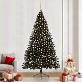 Artificial Pre-lit Christmas Tree with 300 LEDs Black 94.5 PVC