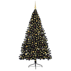 Artificial Pre-lit Christmas Tree with 300 LEDs Black 94.5 PVC