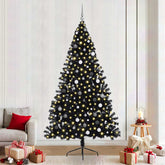Artificial Pre-lit Christmas Tree with 300 LEDs Black 94.5 PVC