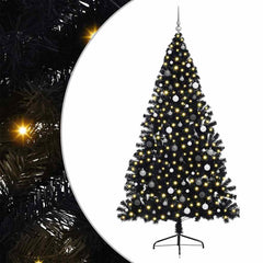 Artificial Pre-lit Christmas Tree with 300 LEDs Black 94.5 PVC
