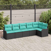 Garden Sofa Set with Storage 6 pcs Black Poly Rattan