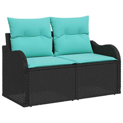 Garden Sofa Set with Storage 6 pcs Black Poly Rattan