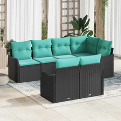 Garden Sofa Set with Storage 7 pcs Black Poly rattan